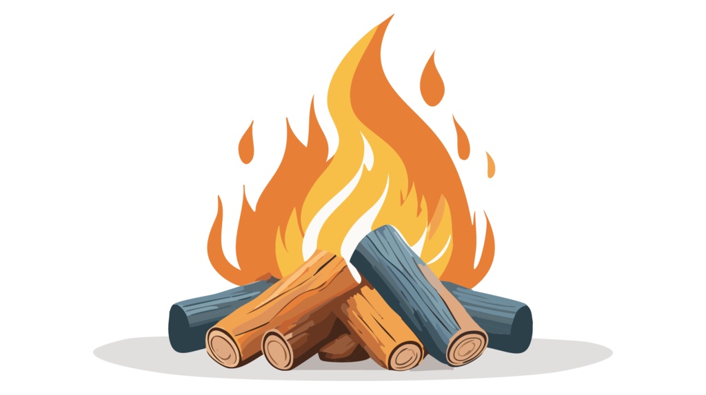 ダウンロード販売素材・販促イラスト素材・キャンプファイヤ・たき火ZIP (AI, PNG形式)