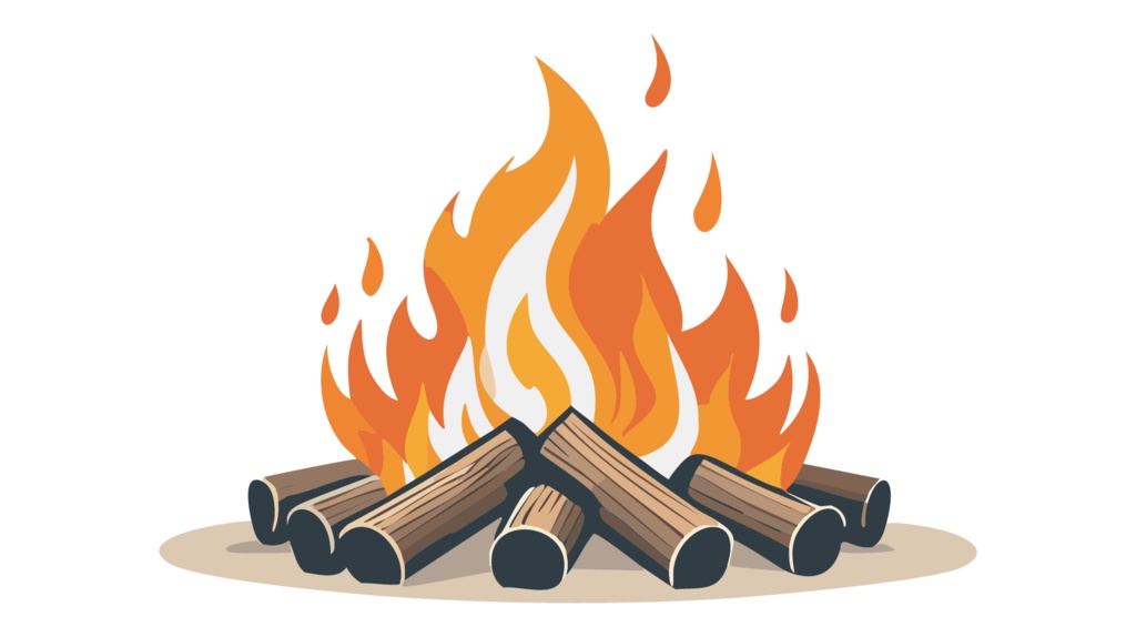 ダウンロード販売素材・販促イラスト素材・キャンプファイヤ・たき火ZIP (AI, PNG形式)