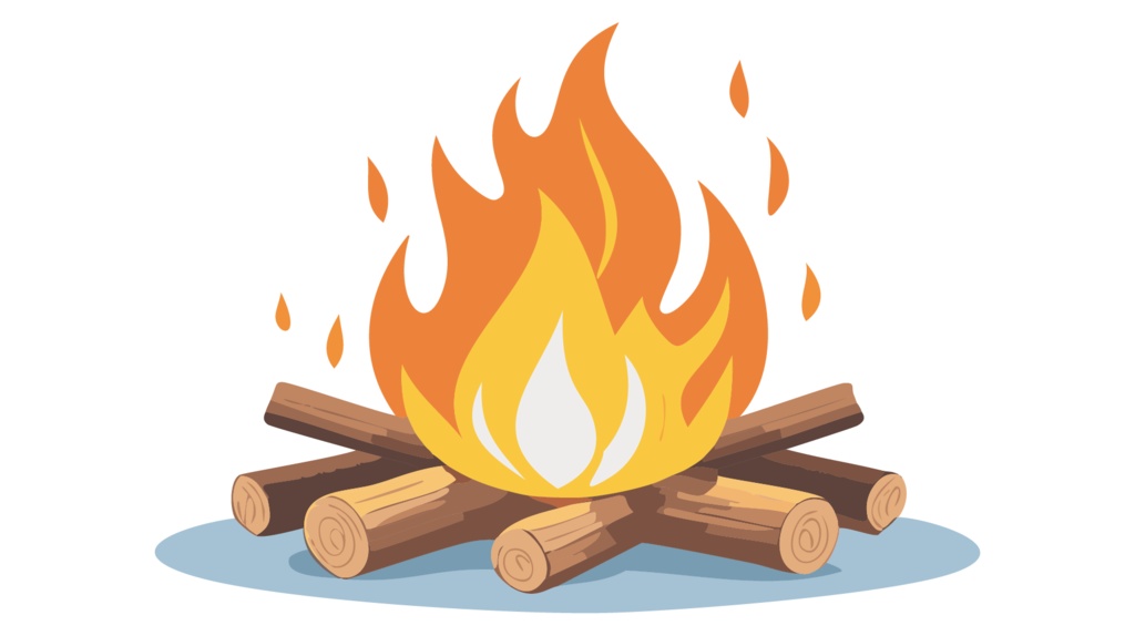 ダウンロード販売素材・販促イラスト素材・キャンプファイヤ・たき火ZIP (AI, PNG形式)