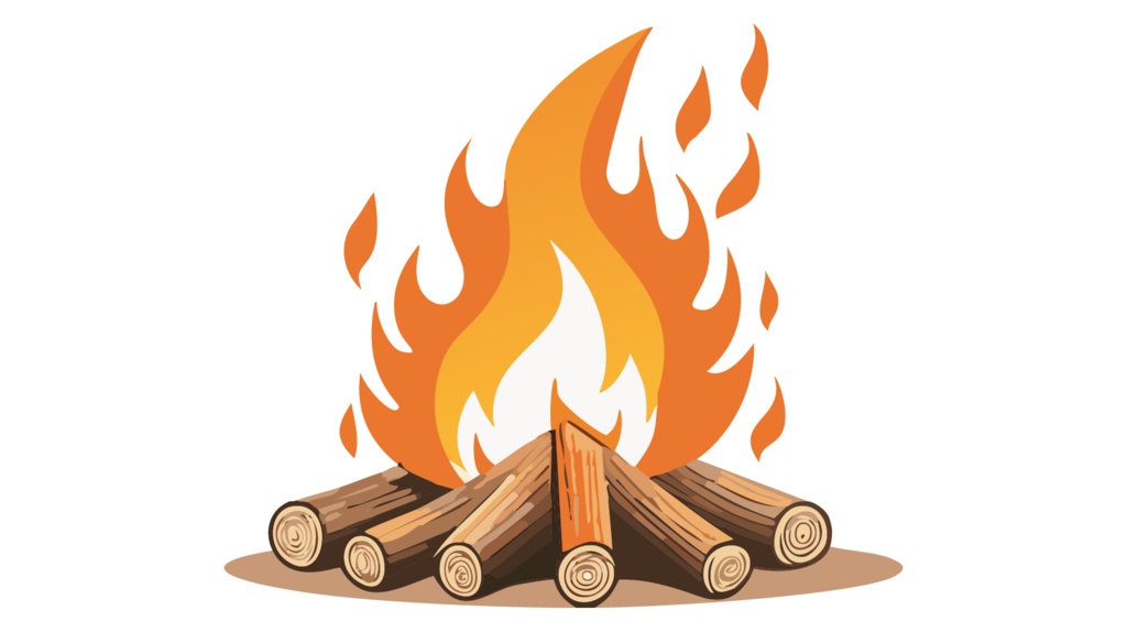 ダウンロード販売素材・販促イラスト素材・キャンプファイヤ・たき火ZIP (AI, PNG形式)