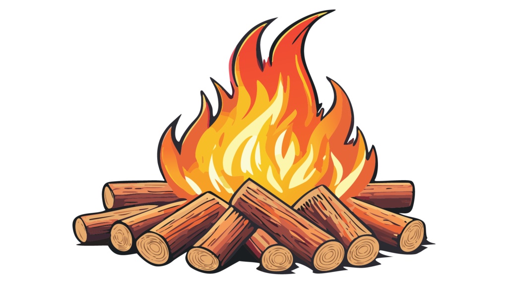 ダウンロード販売素材・販促イラスト素材・キャンプファイヤ・たき火ZIP (AI, PNG形式)