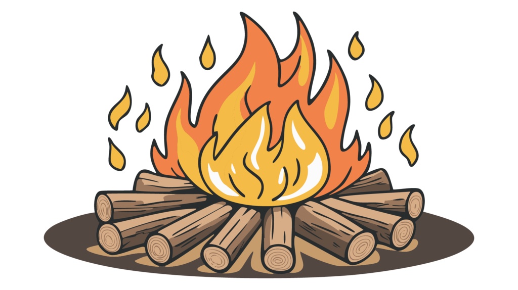 ダウンロード販売素材・販促イラスト素材・キャンプファイヤ・たき火ZIP (AI, PNG形式)