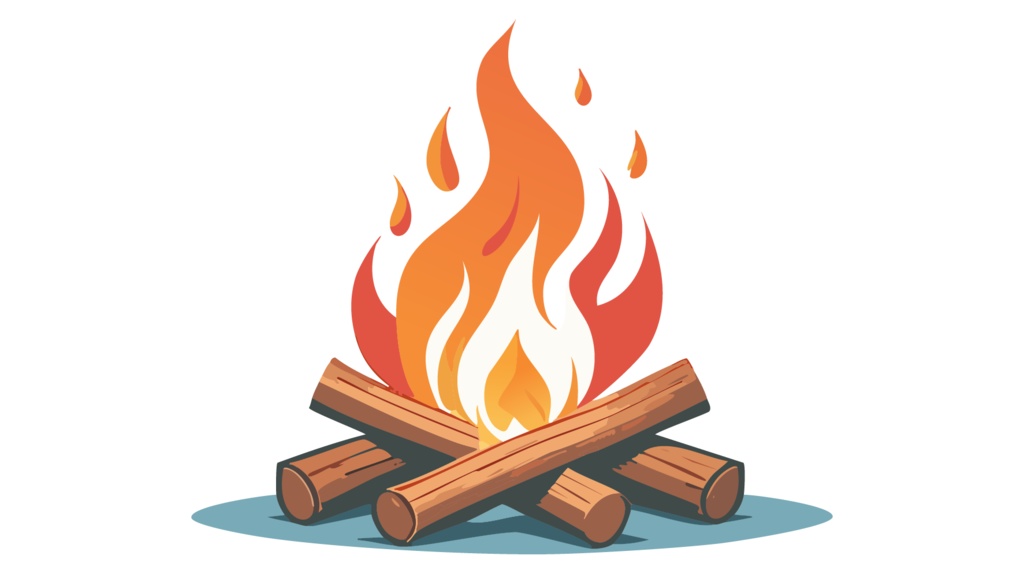 ダウンロード販売素材・販促イラスト素材・キャンプファイヤ・たき火ZIP (AI, PNG形式)