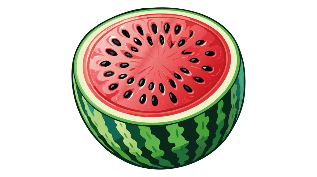 ダウンロード販売素材・販促イラスト素材・すいか(西瓜・スイカ)ZIP (AI, PNG形式)