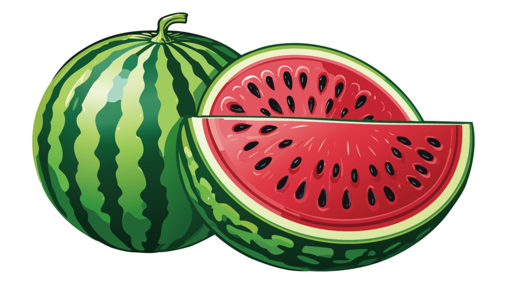 ダウンロード販売素材・販促イラスト素材・すいか(西瓜・スイカ)ZIP (AI, PNG形式)