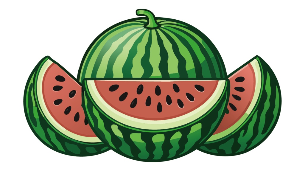 ダウンロード販売素材・販促イラスト素材・すいか(西瓜・スイカ)ZIP (AI, PNG形式)
