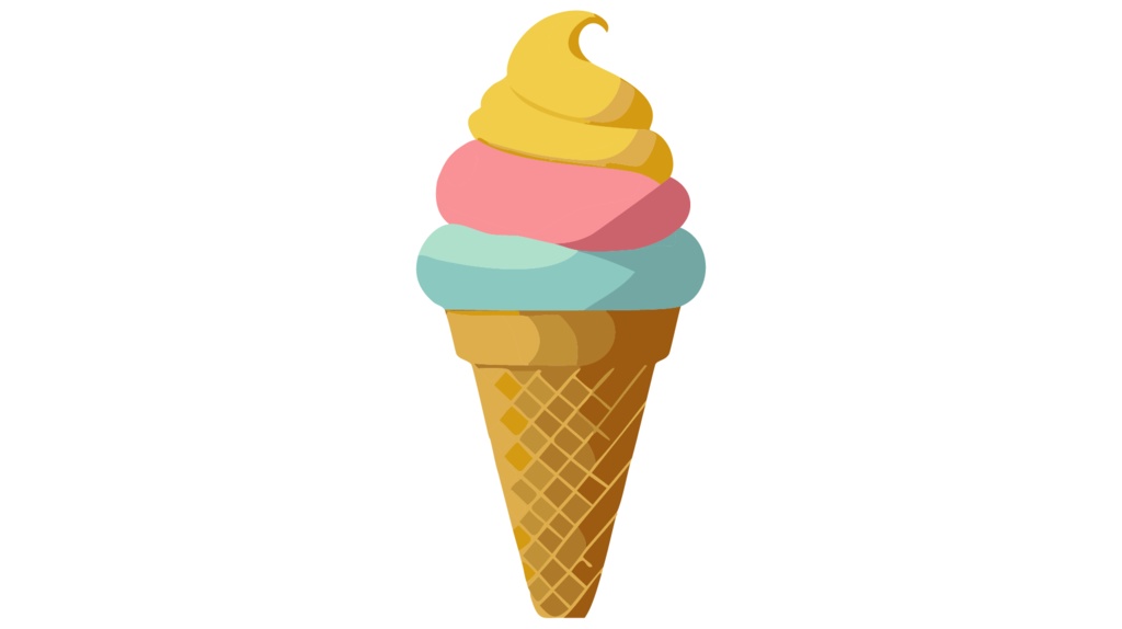 ダウンロード販売素材・販促イラスト素材・ソフトクリーム(コーン型)ZIP (AI, PNG形式)