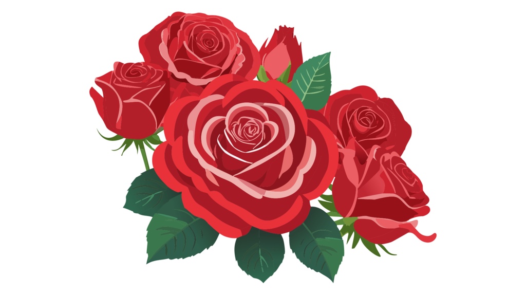 ダウンロード販売素材・販促イラスト素材・バラ(薔薇・ばら・花)ZIP (AI, PNG形式)