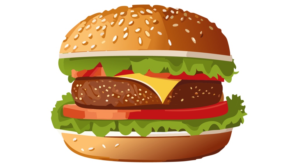 ダウンロード販売素材・販促イラスト素材・ハンバーガーZIP (AI, PNG形式)