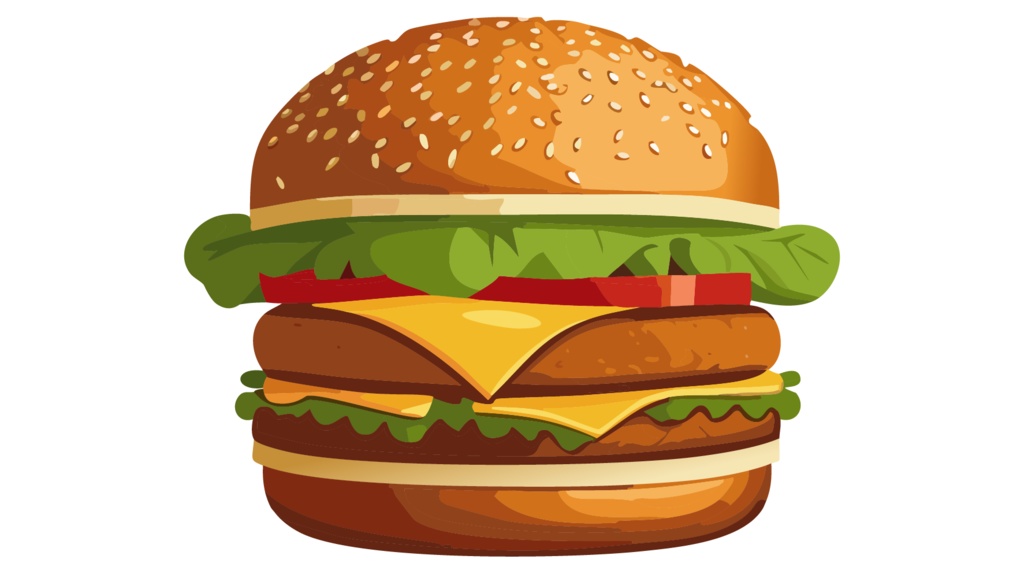 ダウンロード販売素材・販促イラスト素材・ハンバーガーZIP (AI, PNG形式)