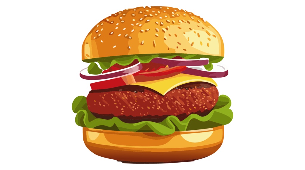 ダウンロード販売素材・販促イラスト素材・ハンバーガーZIP (AI, PNG形式)