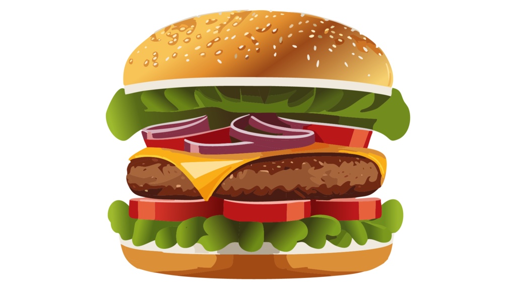 ダウンロード販売素材・販促イラスト素材・ハンバーガーZIP (AI, PNG形式)