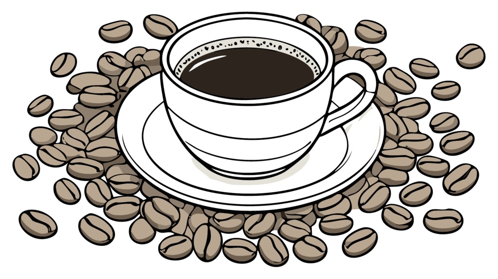 ダウンロード販売素材・販促イラスト素材・ホットコーヒー(珈琲)ZIP (AI, PNG形式)