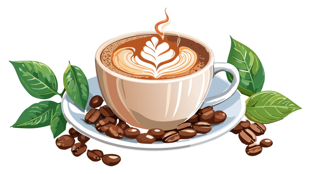 ダウンロード販売素材・販促イラスト素材・ホットコーヒー(珈琲)ZIP (AI, PNG形式)