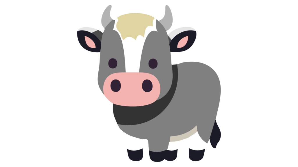 ダウンロード販売素材・販促イラスト素材・丑(うし・干支)ZIP (AI, PNG形式)