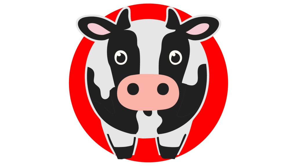 ダウンロード販売素材・販促イラスト素材・丑(うし・干支)ZIP (AI, PNG形式)