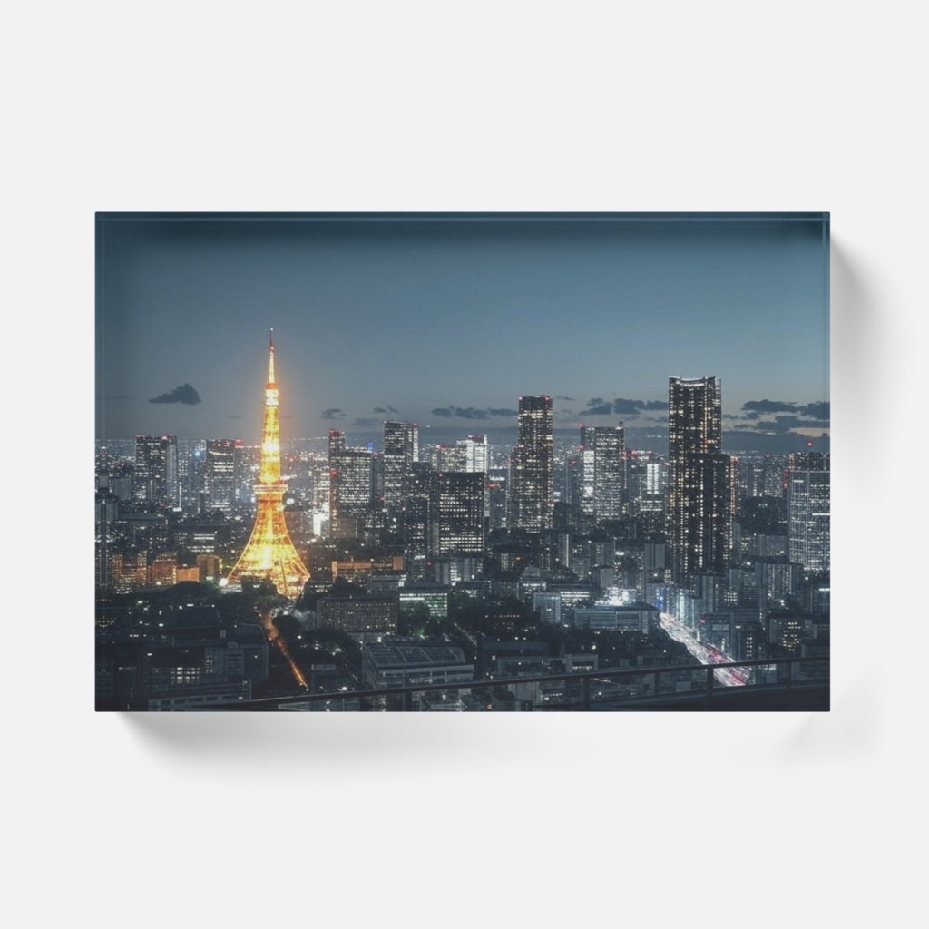 なるわん座限定アクリルブロック・カフェからの夜景(午前一時)