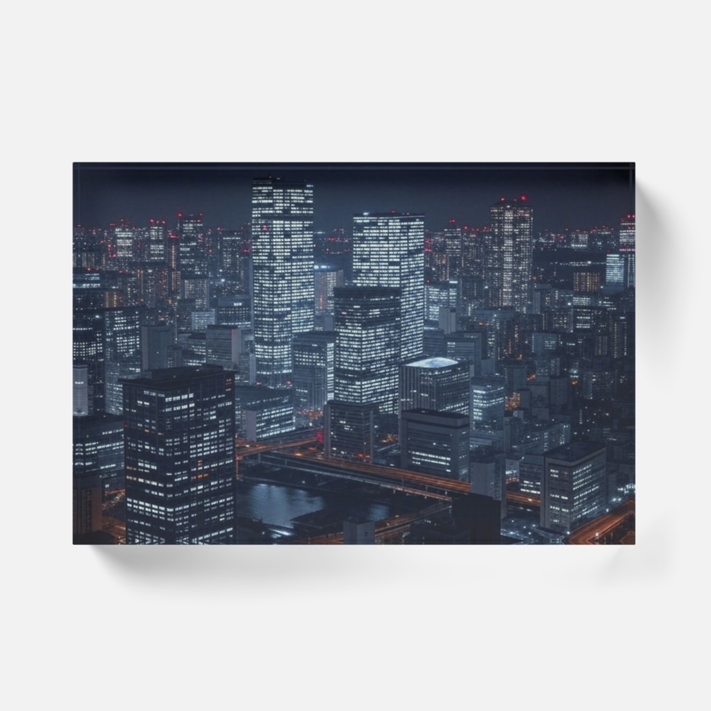 なるわん座限定アクリルブロック・カフェからの夜景(午前一時一四)