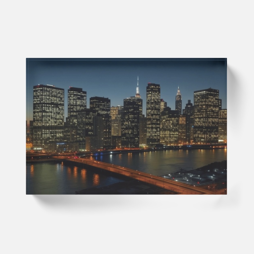 なるわん座限定アクリルブロック・カフェからの夜景(午前一時三四)