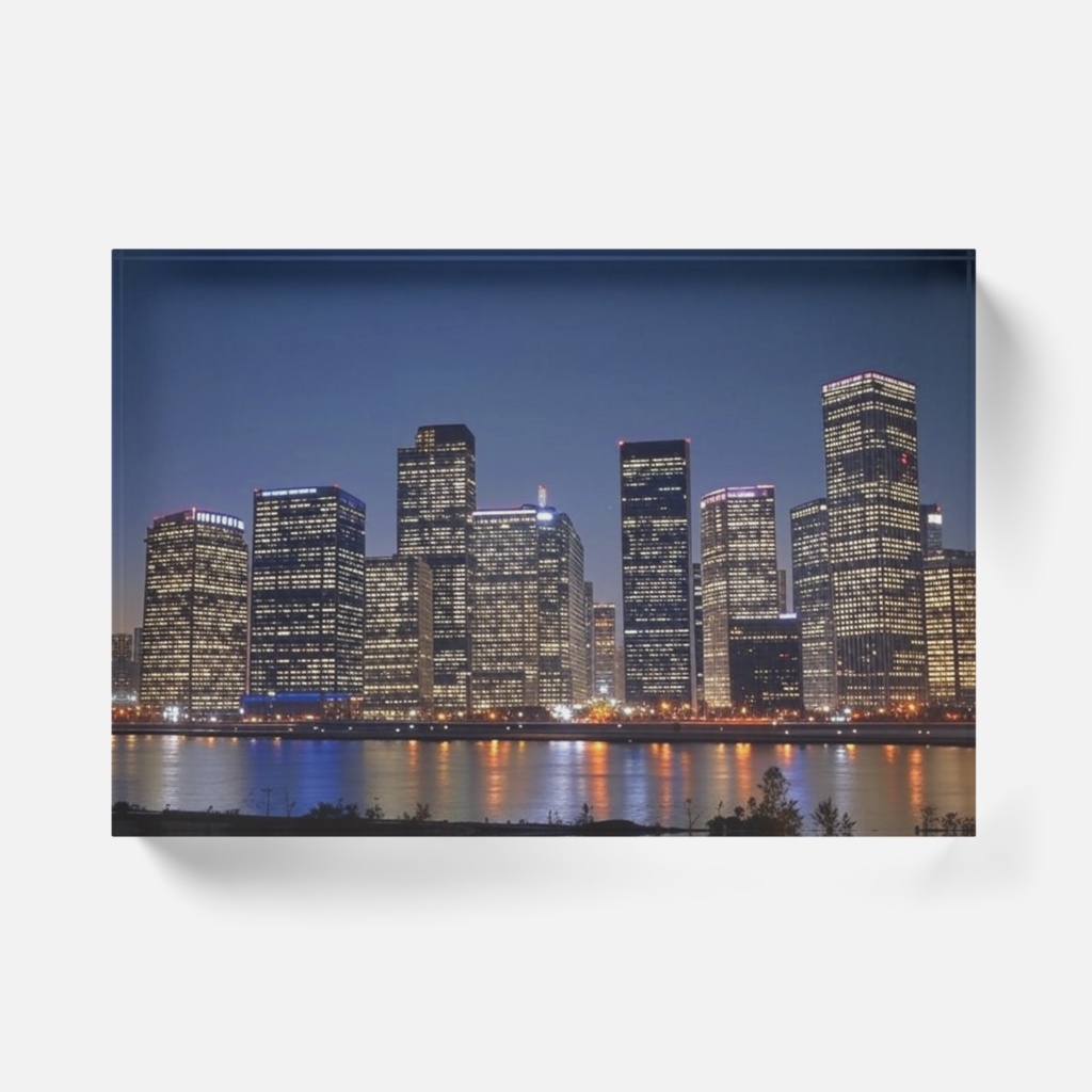 なるわん座限定アクリルブロック・カフェからの夜景(午前一時三七)