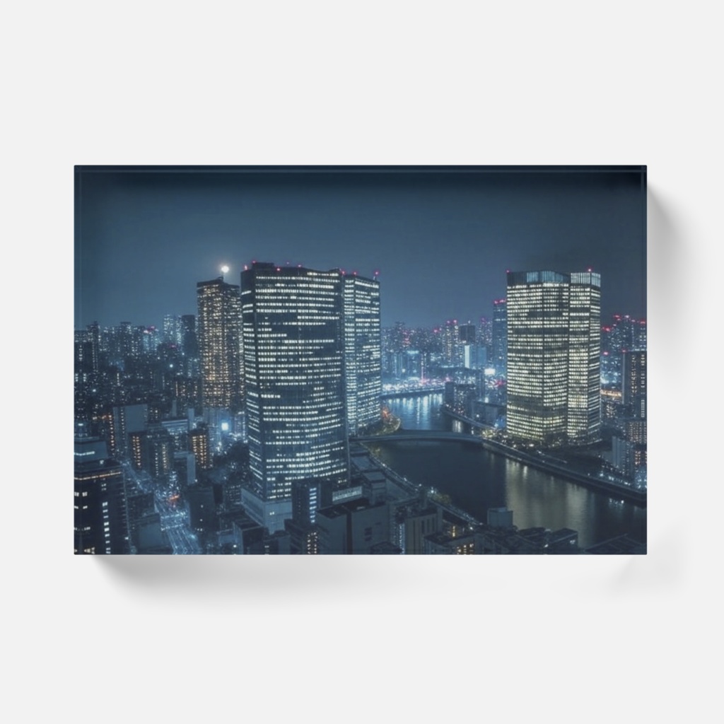 なるわん座限定アクリルブロック・カフェからの夜景(午前一時三八)