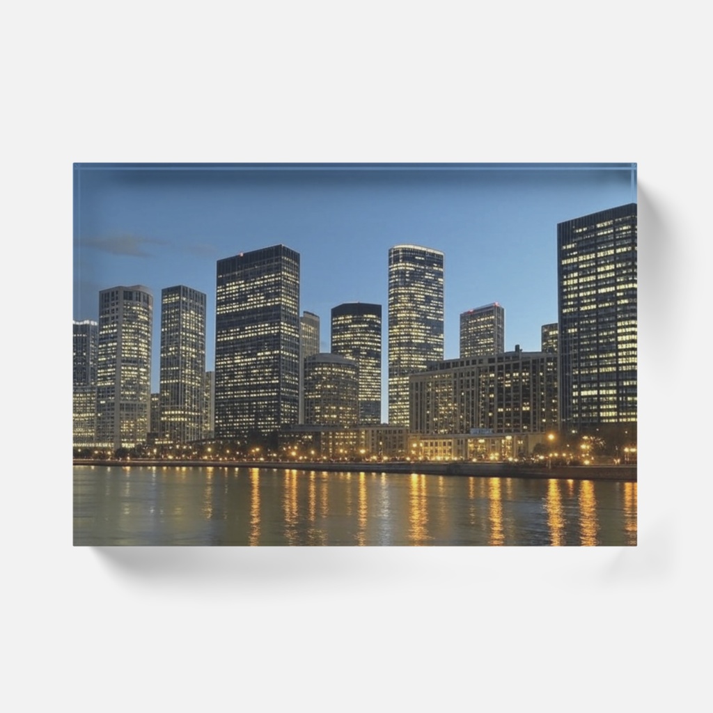 なるわん座限定アクリルブロック・カフェからの夜景(午前一時四六)