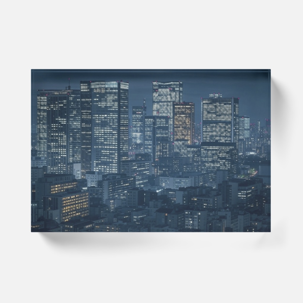 なるわん座限定アクリルブロック・カフェからの夜景(午前一時二七)