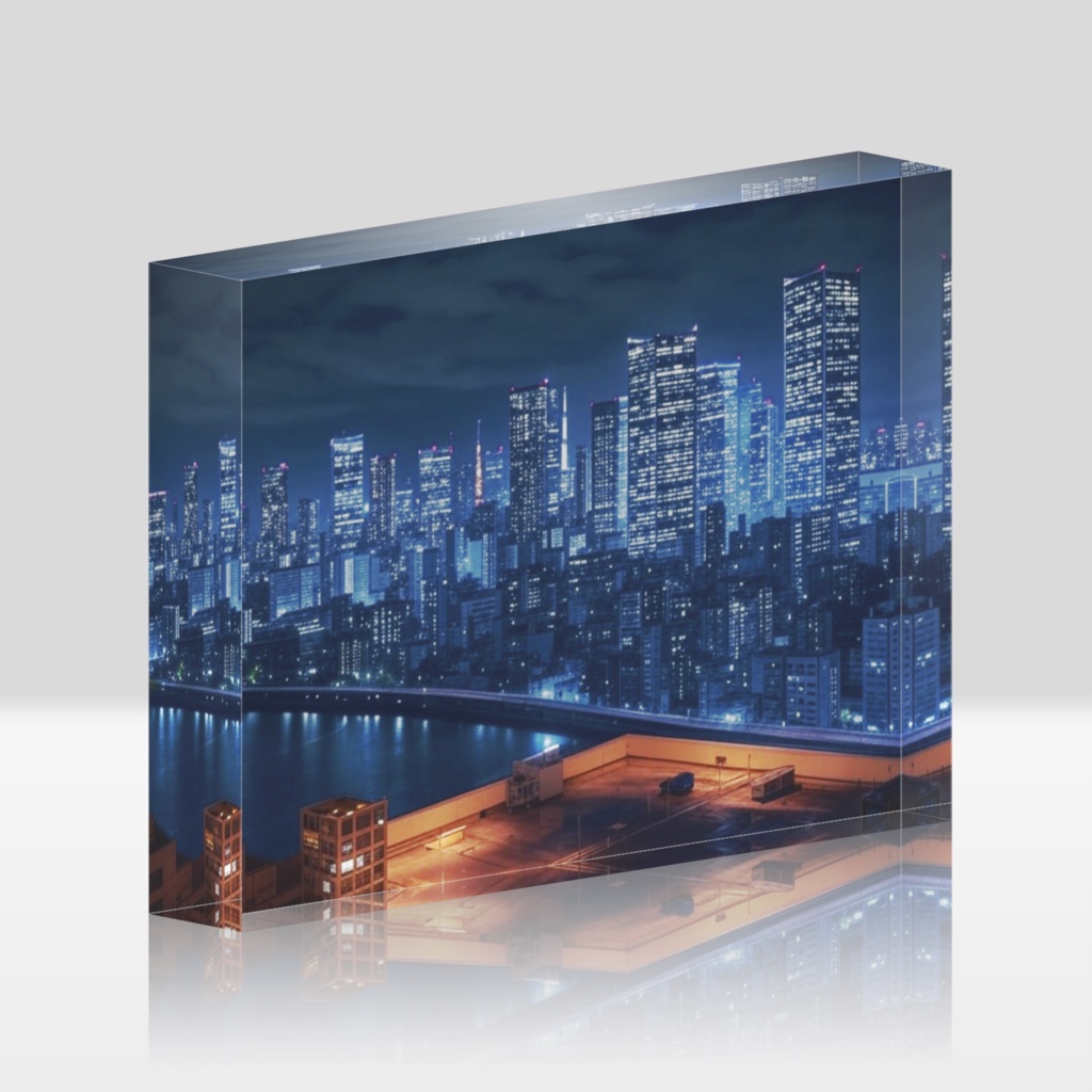 なるわん座限定アクリルブロック・カフェからの夜景(午前四時)