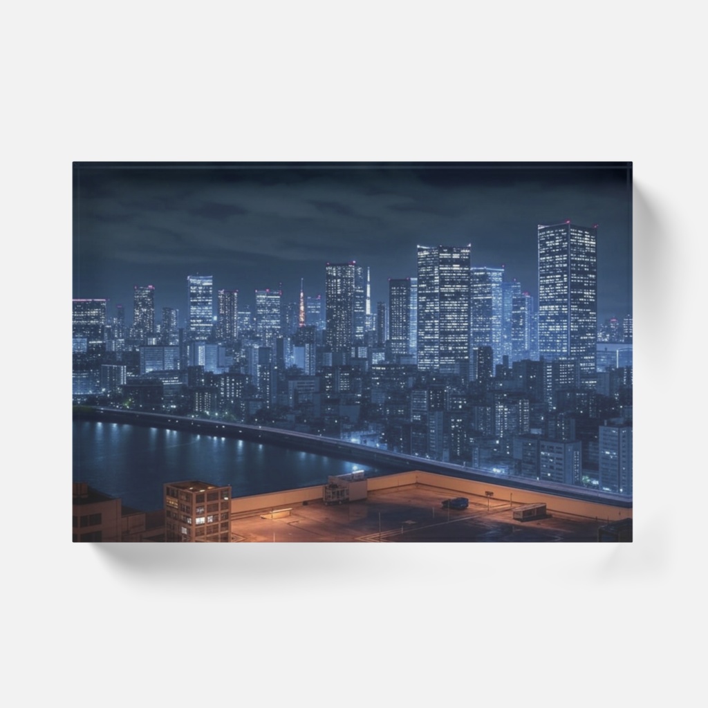 なるわん座限定アクリルブロック・カフェからの夜景(午前四時)