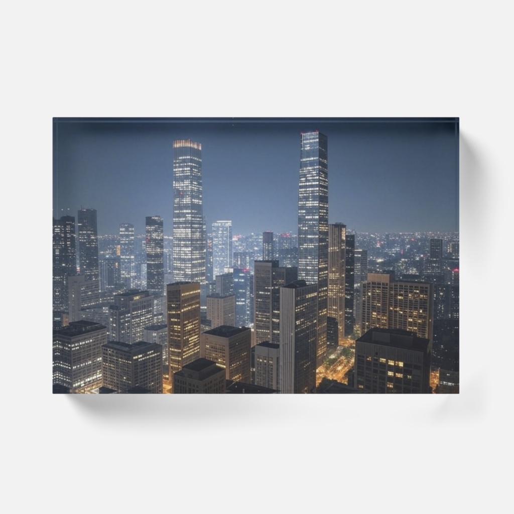 なるわん座限定アクリルブロック・カフェからの夜景(午前二時一四)