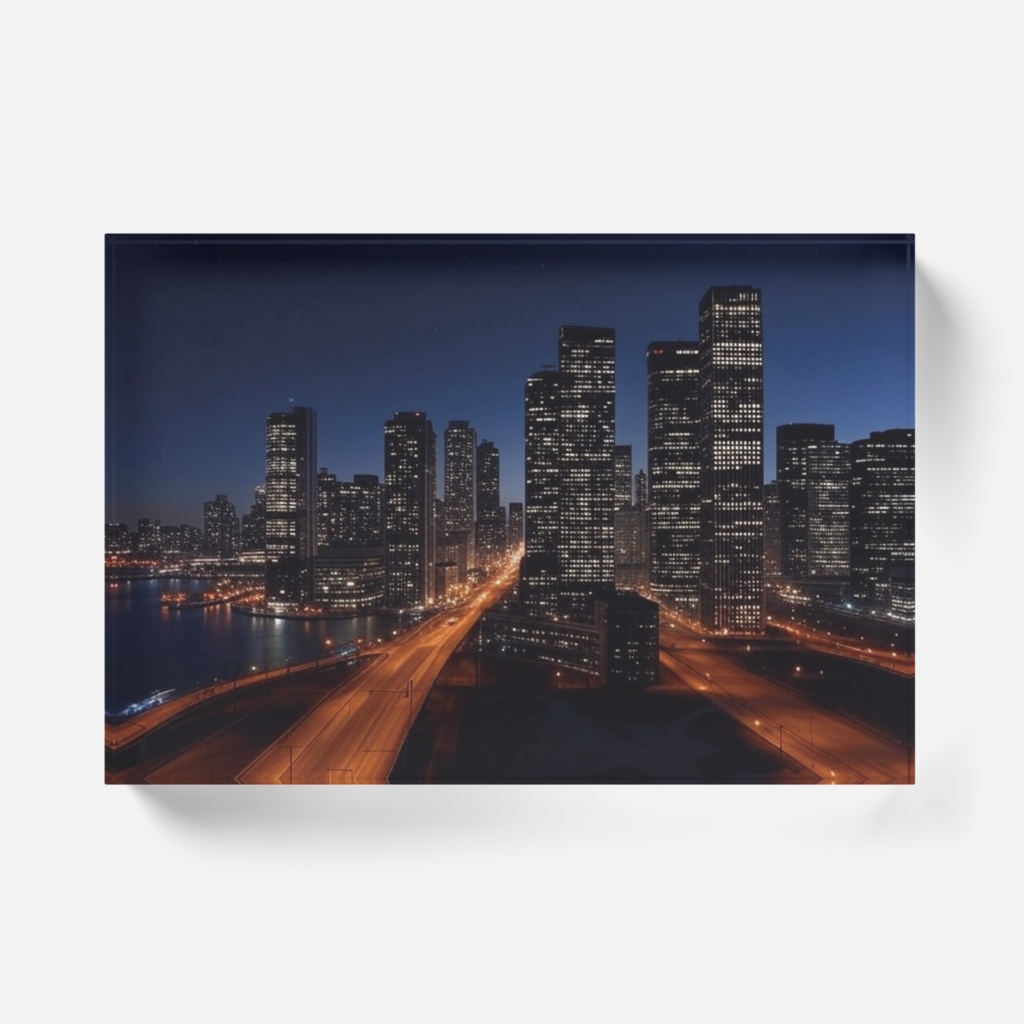 なるわん座限定アクリルブロック・カフェからの夜景(午前二時三七)