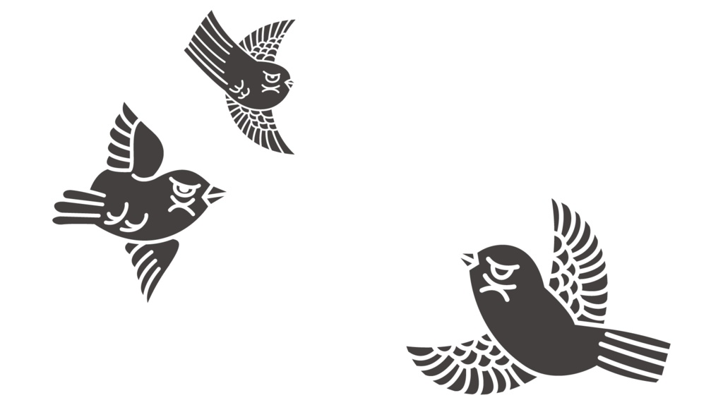 ダウンロード販売素材・販促イラスト素材・ レトロなすずめのイラストZIP (AI, PNG形式)