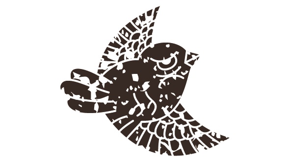 ダウンロード販売素材・販促イラスト素材・ レトロなすずめのイラストZIP (AI, PNG形式)