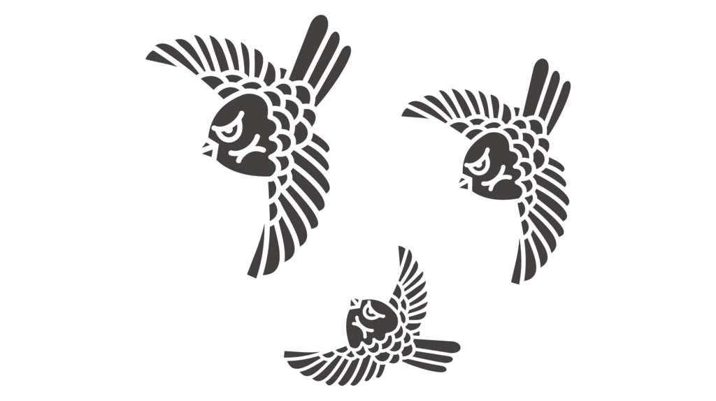 ダウンロード販売素材・販促イラスト素材・ レトロなすずめのイラストZIP (AI, PNG形式)