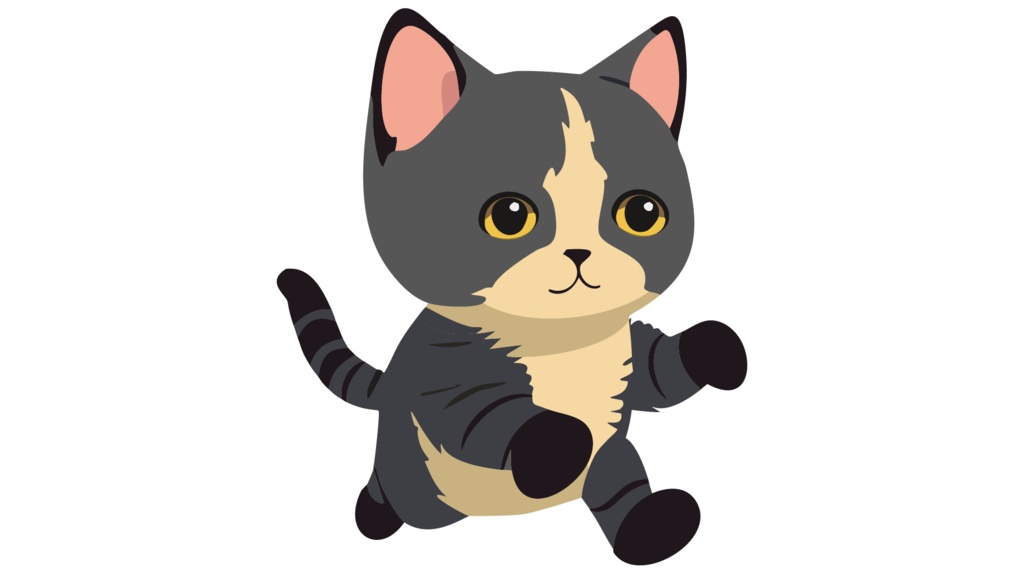 ダウンロード販売素材・販促イラスト素材・グレーの猫ZIP (AI, PNG形式)