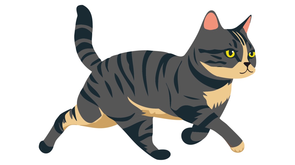 ダウンロード販売素材・販促イラスト素材・グレーの猫ZIP (AI, PNG形式)