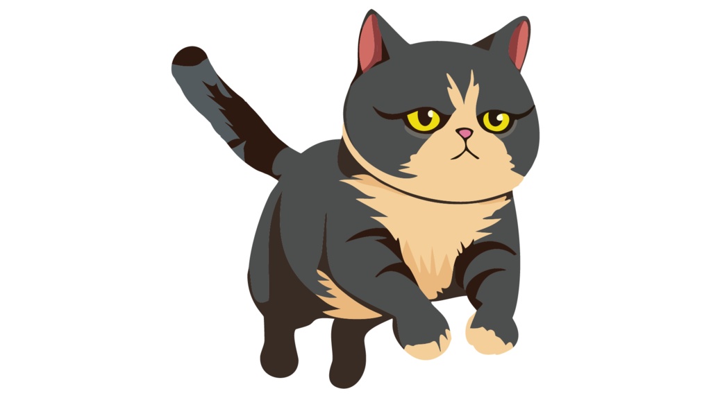 ダウンロード販売素材・販促イラスト素材・グレーの猫ZIP (AI, PNG形式)