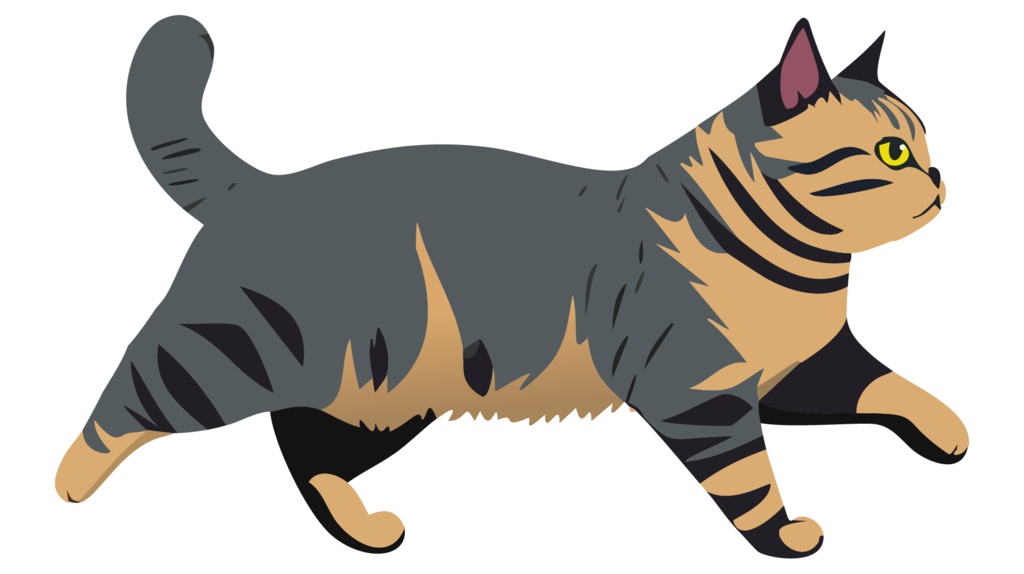 ダウンロード販売素材・販促イラスト素材・グレーの猫ZIP (AI, PNG形式)