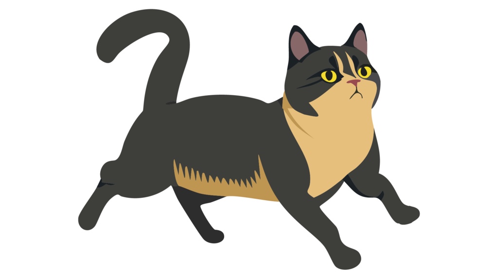 ダウンロード販売素材・販促イラスト素材・グレーの猫ZIP (AI, PNG形式)