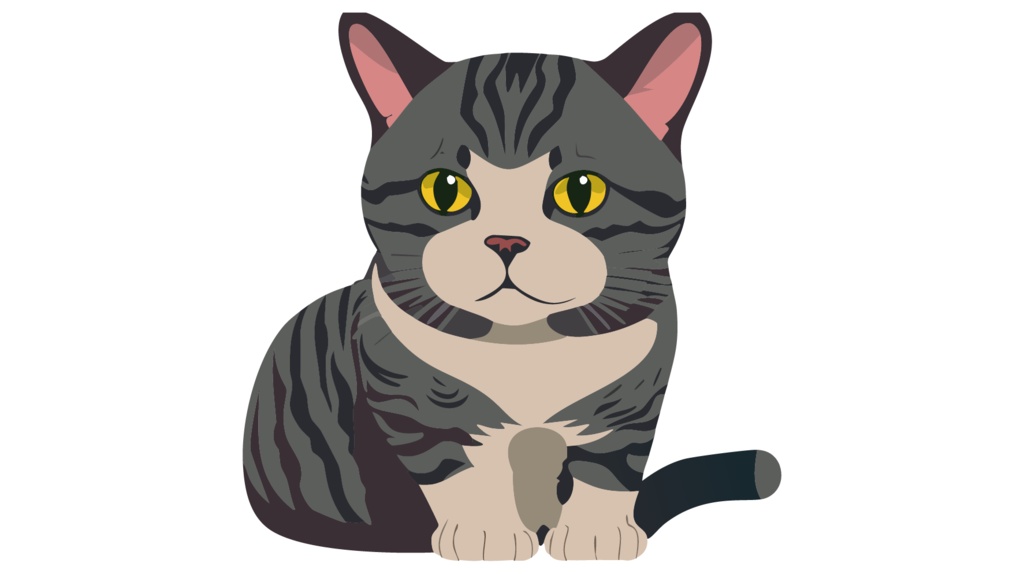 ダウンロード販売素材・販促イラスト素材・グレーの猫ZIP (AI, PNG形式)