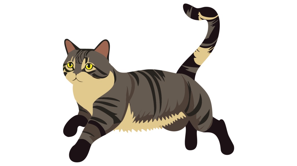 ダウンロード販売素材・販促イラスト素材・グレーの猫ZIP (AI, PNG形式)