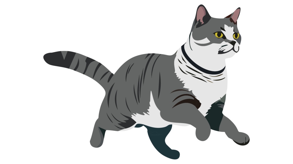 ダウンロード販売素材・販促イラスト素材・グレーの猫ZIP (AI, PNG形式)