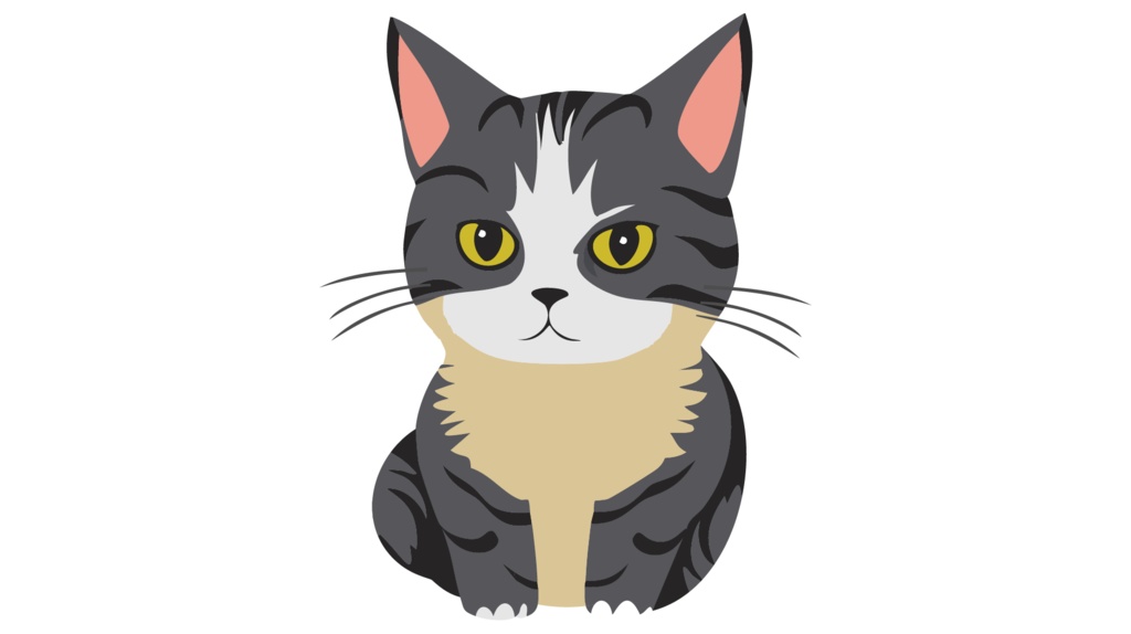 ダウンロード販売素材・販促イラスト素材・グレーの猫ZIP (AI, PNG形式)