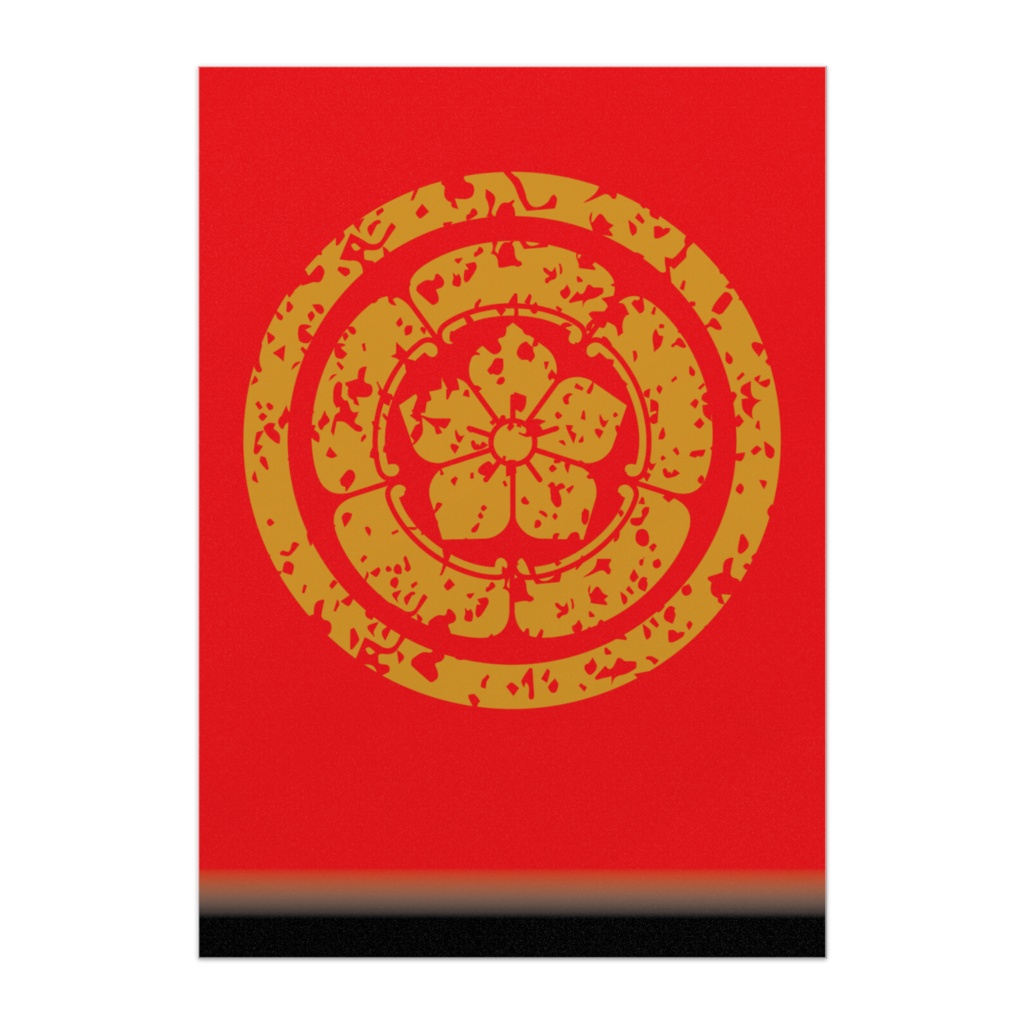 家紋ポスター・五瓜ニ桔梗（赤）