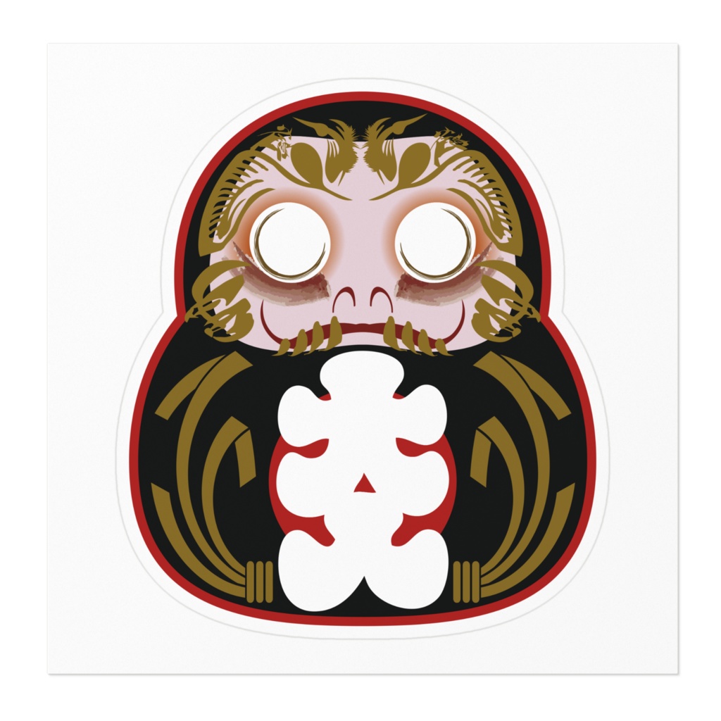 なるわん座招福ステッカーひょうたんだるま大入黒