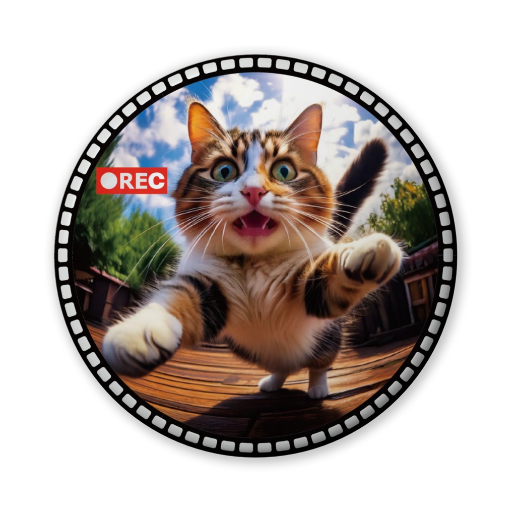 なるわん座招福缶バッジ（バリュー）ただいま！三毛猫録画中！７カメ
