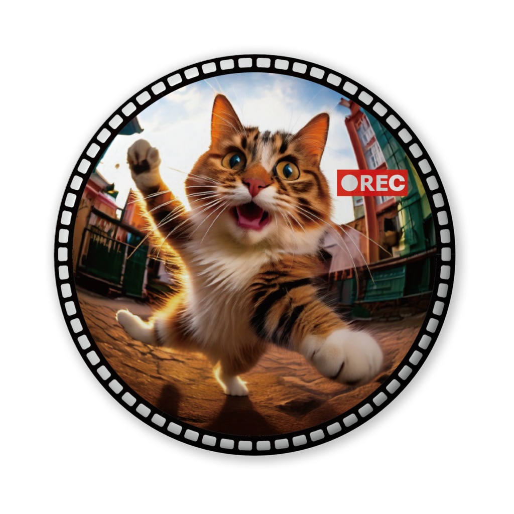 なるわん座招福缶バッジ（バリュー）ただいま！三毛猫録画中！６カメ