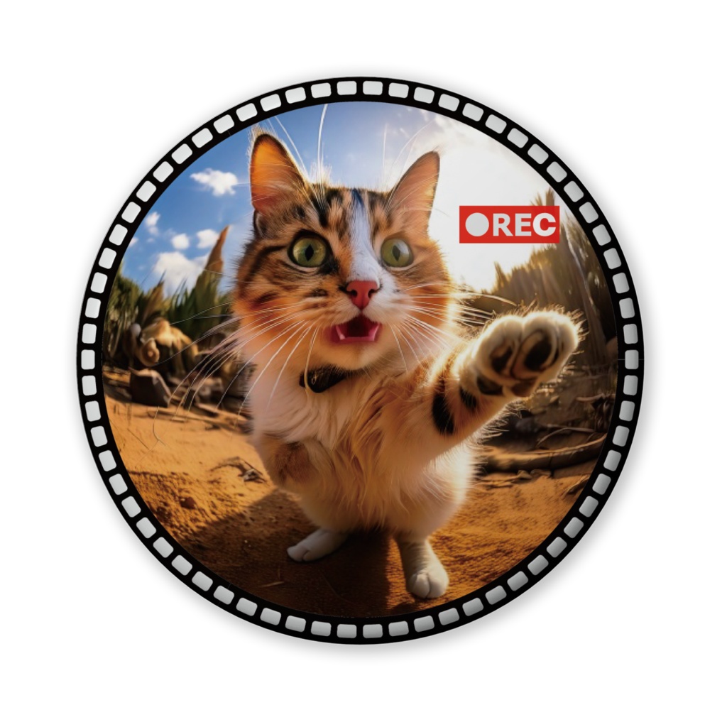 なるわん座招福缶バッジ(バリュー)ただいま!三毛猫録画中!4カメ