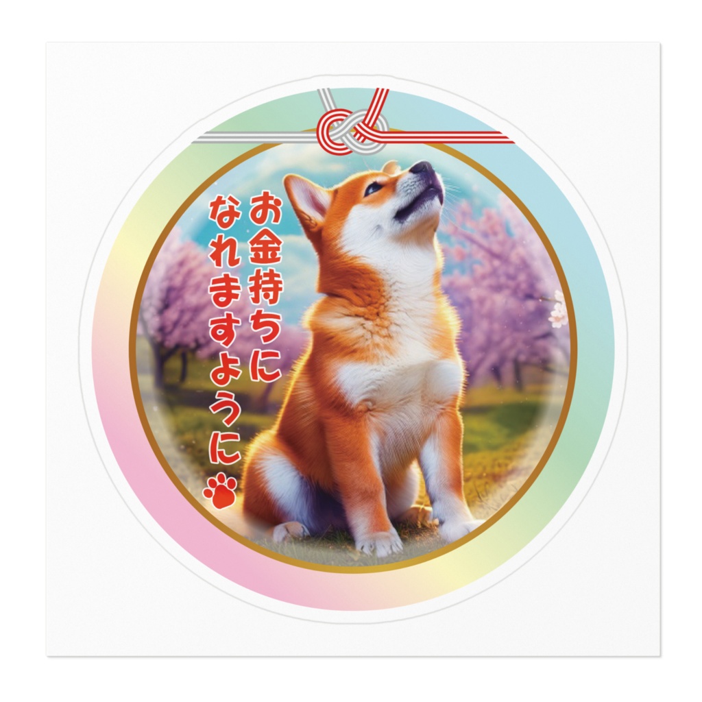 ※なるわん座限定ステッカー・柴犬さんちの神だのみ(お金持ちになれますように)