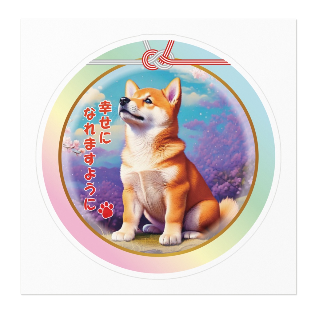 ※なるわん座限定ステッカー・柴犬さんちの神だのみ(幸せになれますように)